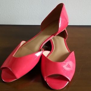 Nine West Red Patent D'Orsay Peep Toe Flat 8M